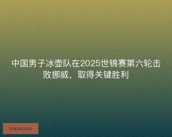 中国男子冰壶队在2025世锦赛第六轮击败挪威，取得关键胜利